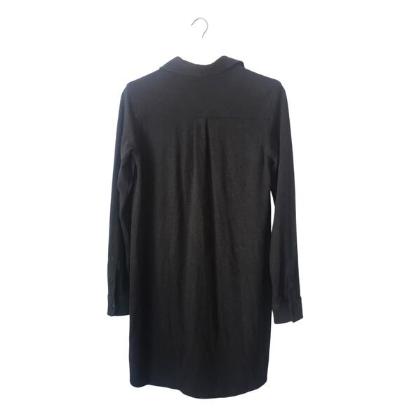 Quince Stretch Sweater Fleece Mini Shirt Dress Black Size Small - Picture 4 of 10